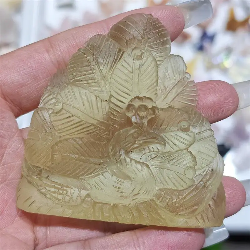 Natural Yellow Citrine Peacock Carving Crystal Love Healing Fengshui Gemstones Home Decoration Holiday Gift 1PCS