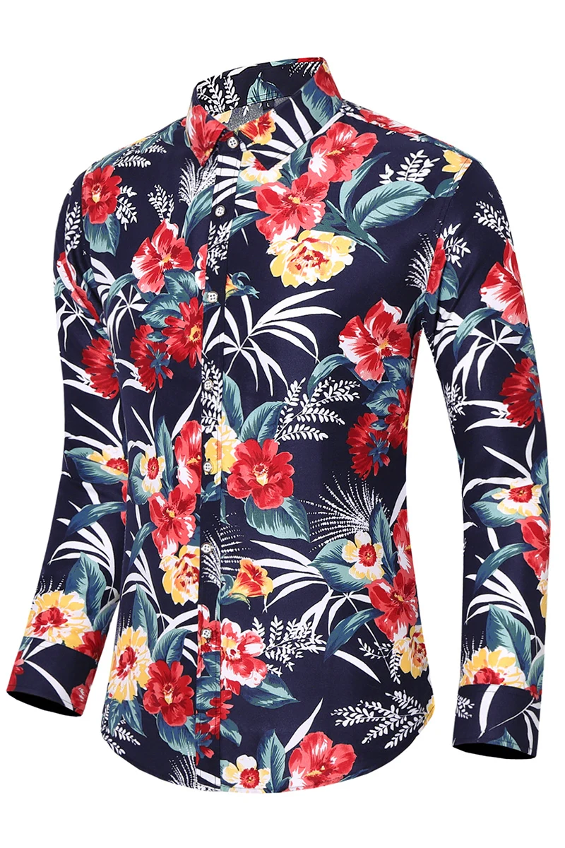 2024 Men\'s Dress Shirts Male High Quality Long Sleeve Slim Business Casual Shirt Turn Down Collar Fragmented Flowers Single-brea