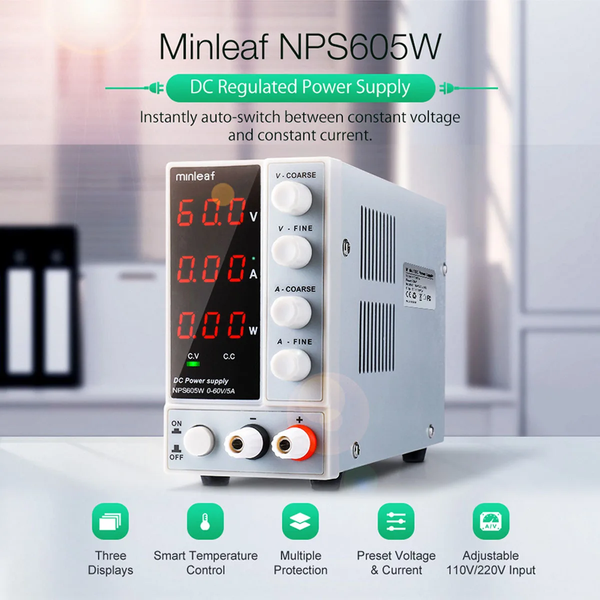 NPS605W USB DC Regulated Lab Power Supply Adjustable 60V 5A Laboratory 60V 5A Voltage Regulator Stabilizer Bench Source DIY