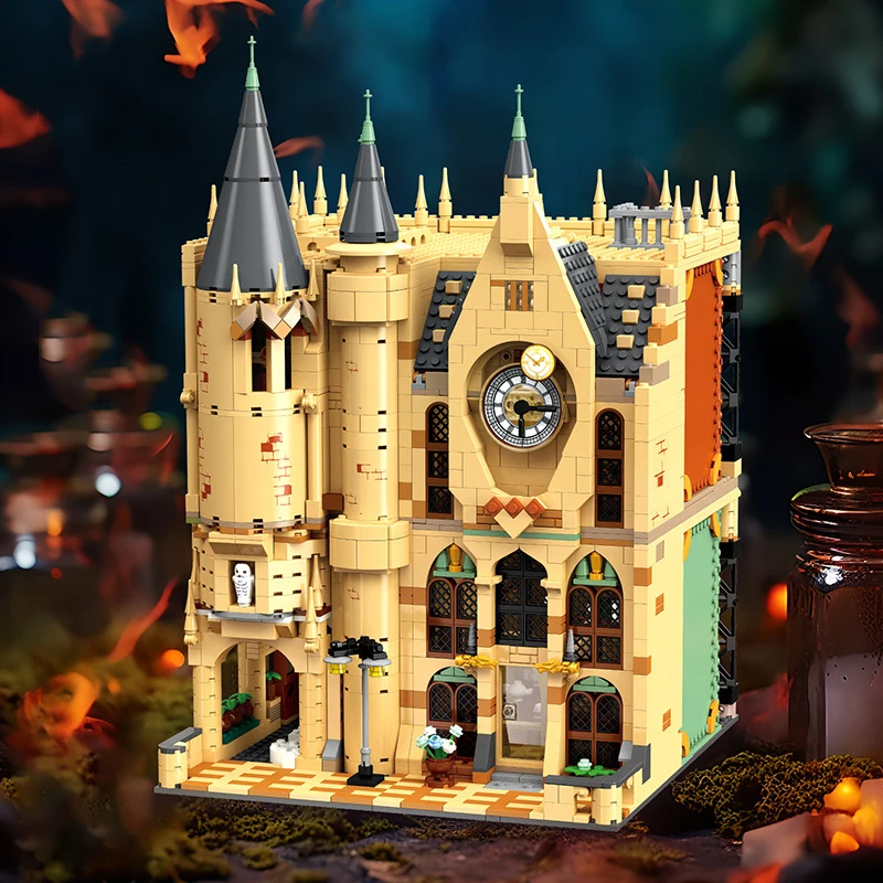 Juego de bloques de construcción de torre mágica, torre de reloj y torre de brujería, modelo de arquitectura, juguetes ensamblados, regalo para niños, adorno para coleccionar