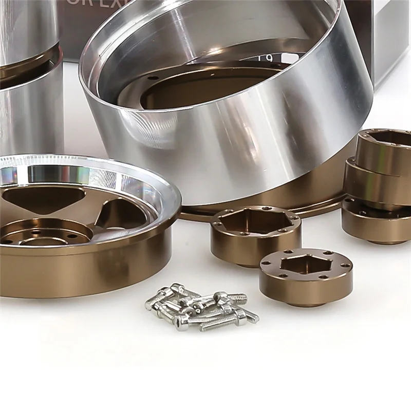 CABE-For RC Car 1/10 1/7 1/8 MK07 Wraith Ryft Compatible 4Pcs 2.6" 12/17MM Hex Changeable Beadlock Wheel Rim Set Negative Offset