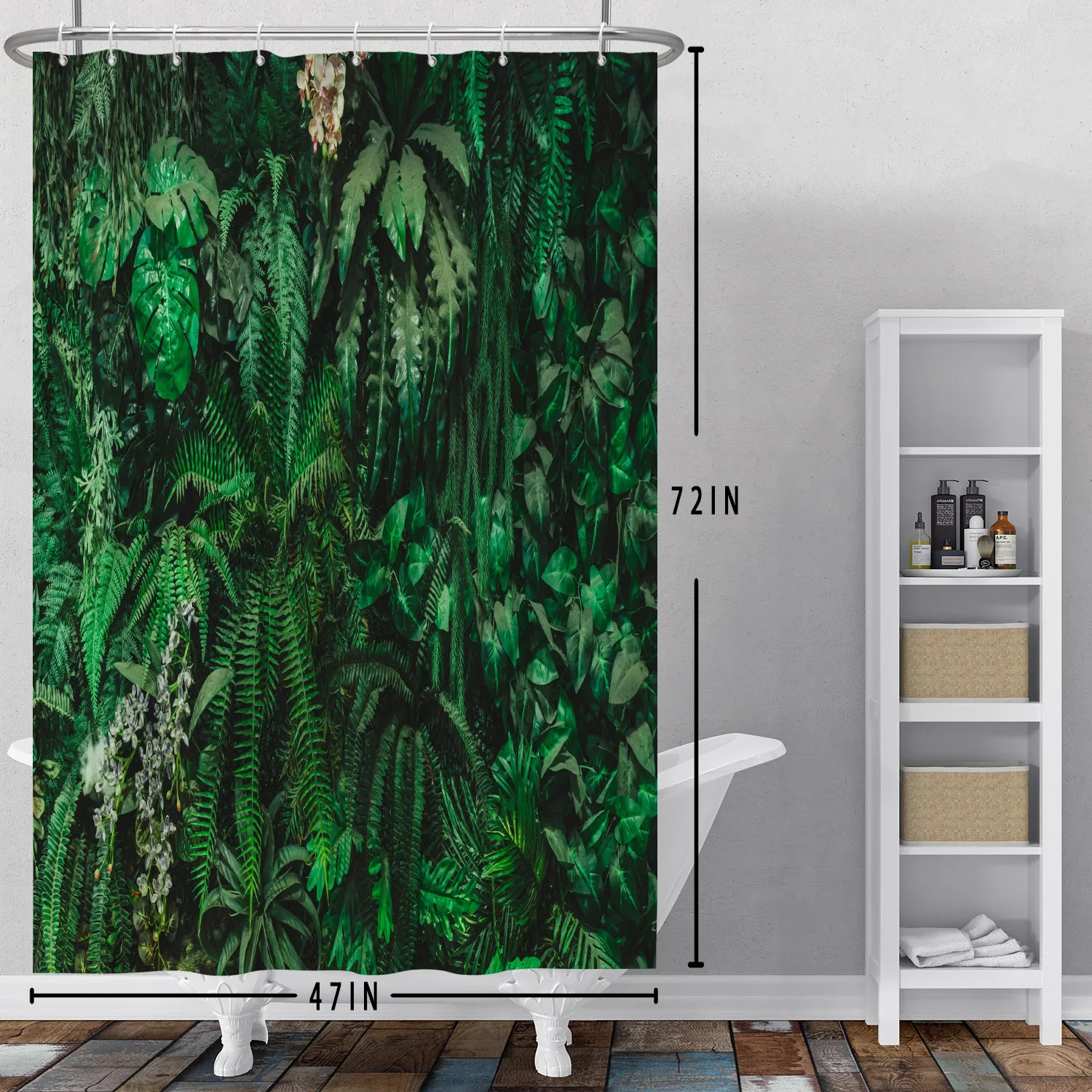 Green Tropical Rainforest Shower Curtain Modern Home Bathroom Decoration Bath Curtain Poly Waterproof Hanging Curtain With Hooks