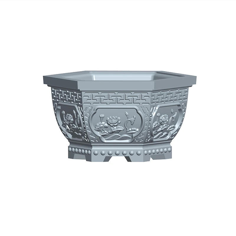 Cement hexagonal flower pot mold cement homemade European plastic thickened potted bonsai flower tray mold concrete
