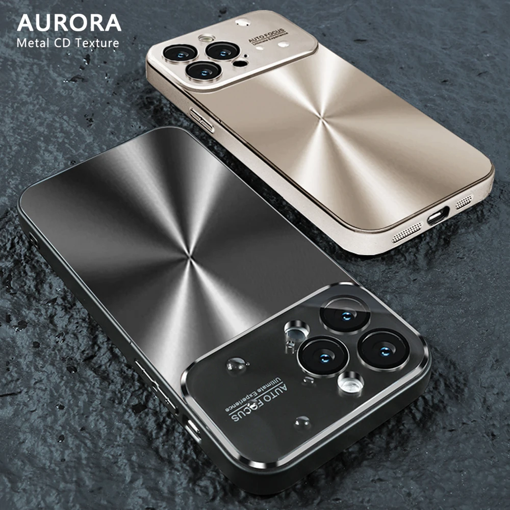 غطاء معدني فاخر لهاتف أبل حافظة نوافذ كبيرة آيفون 15 14 كفرات جوال Plus 11 12 13 Pro Max Cd ليزر إطار من السيليكون الناعم حامي الكاميرا #1