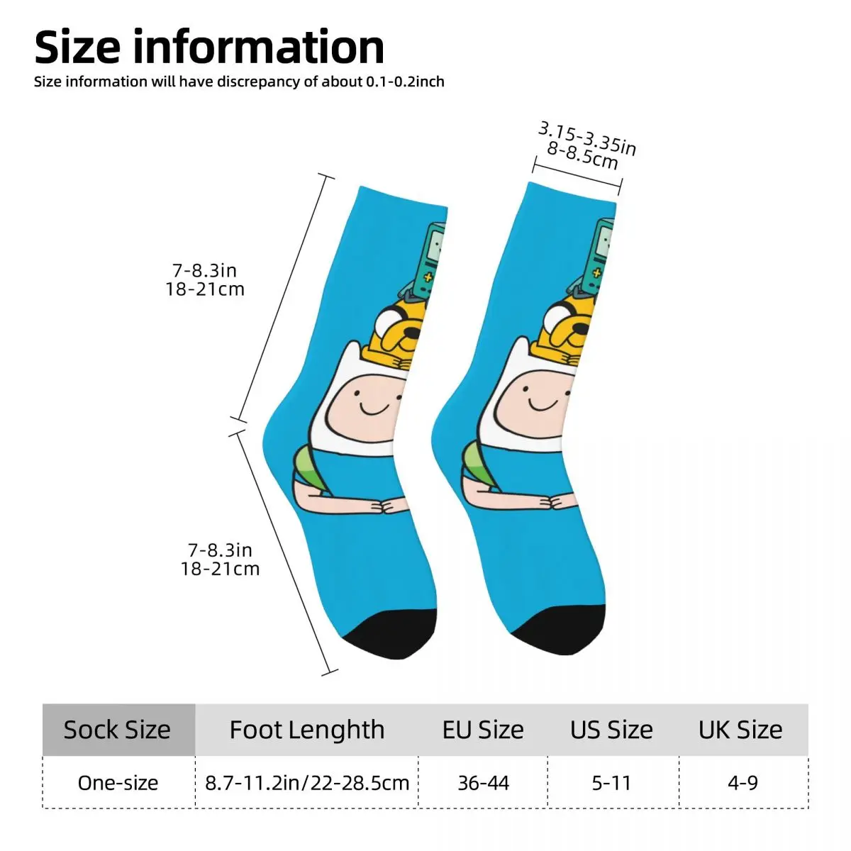 Adventure Time Animated Television Stockings Adults Men Finn Jake BMO Socks Soft Socks Winter Skateboard Anti Bacterial Socks