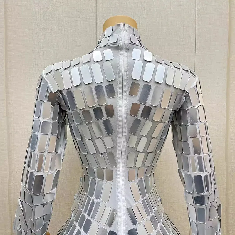 กระจกเงินวันเกิดรุ่น Walk Show จัดเลี้ยงชุดยาว Vestido Luxo Festa Vestidos Para Mujer Stage Performance Dresses