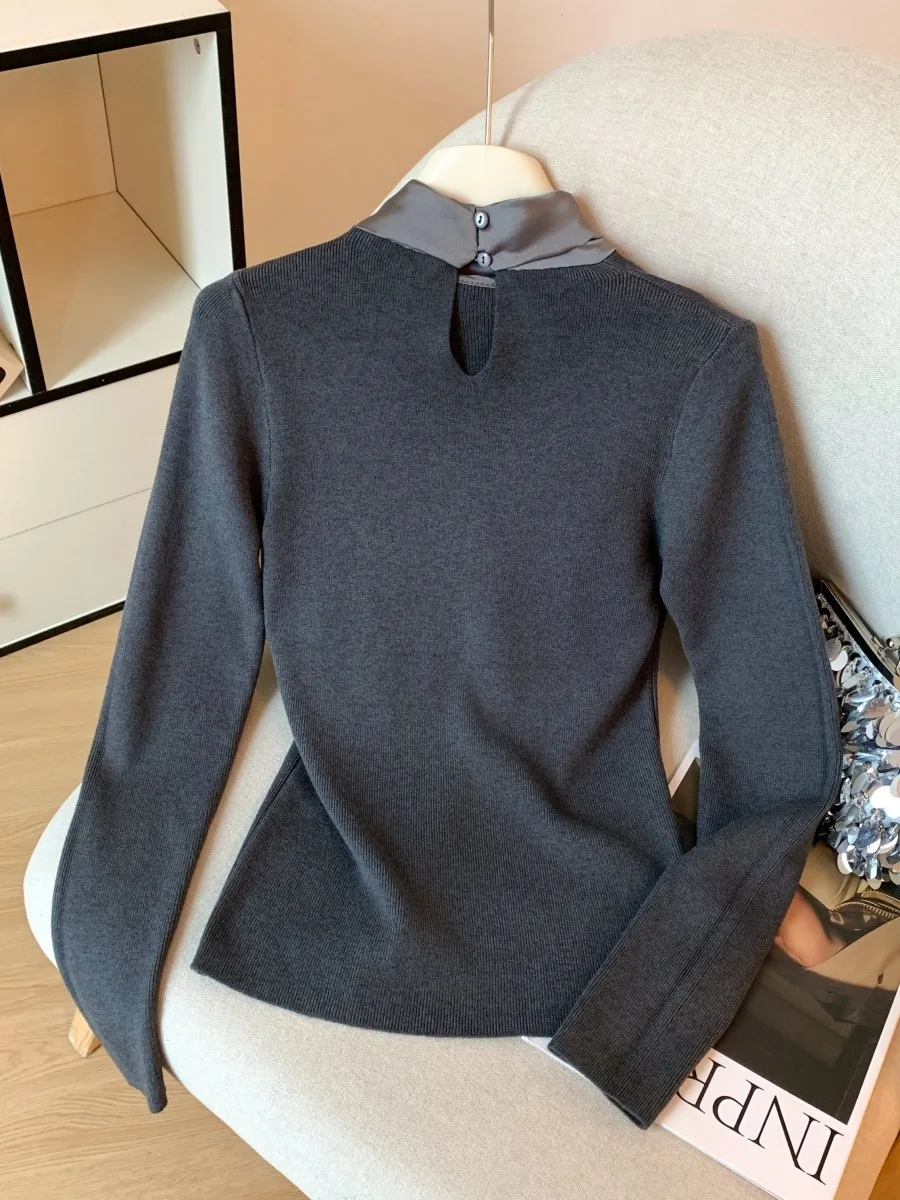 

Sweaters Jumpers Pullovers Women Old Money Damen Jerseys Grey Destroyed Edge Concert Festival Daily Rock Band Alternative Punk