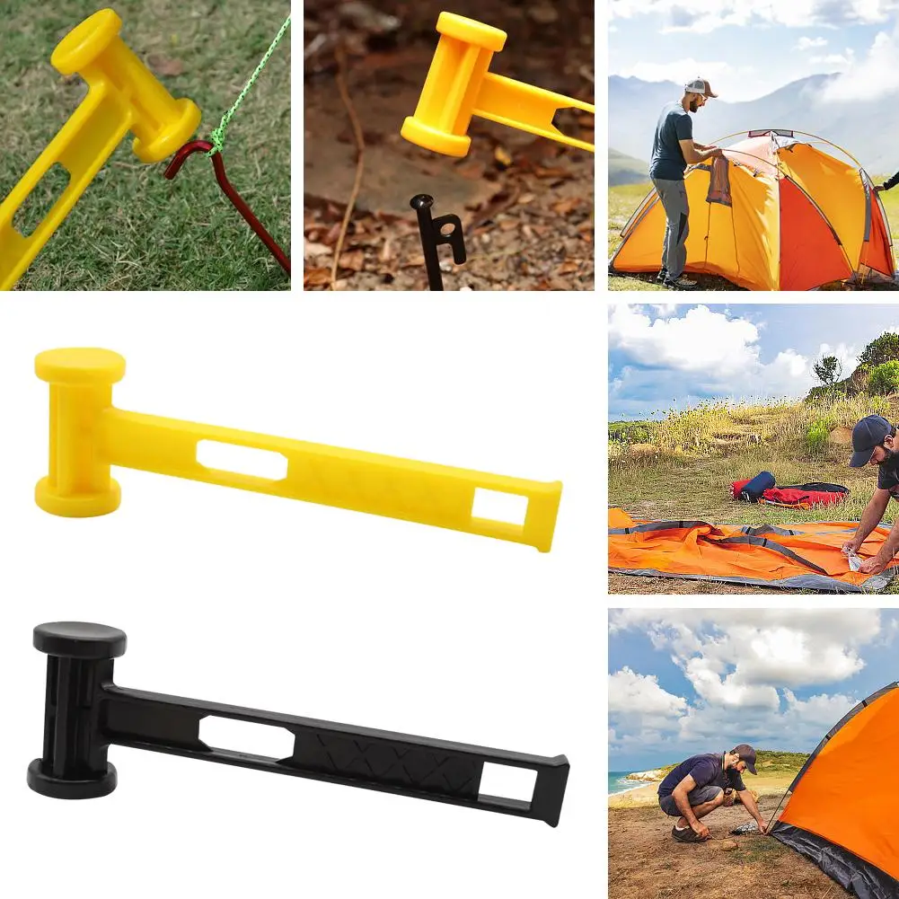 Outdoor Camping PE Plastic Hammer Portable Pulling Hammer Hammer Hammer Nail Ground Tools Tent Nail Ceiling Ultra Lightweig T7R3