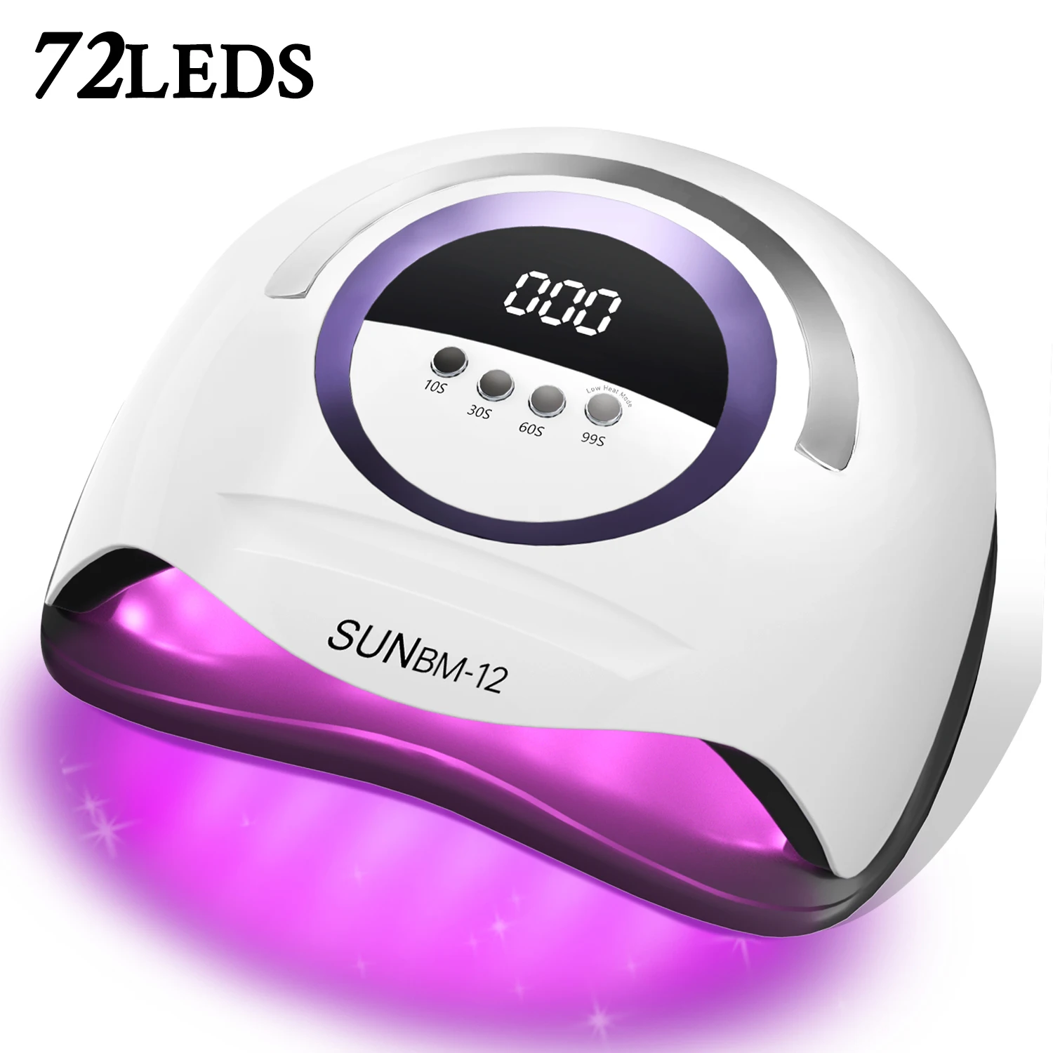 

72LED UV Nail Lamp with 4 Timer Settings, 2X Faster Drying, Detachable Base & Smart Sensor for All Gel Polishes