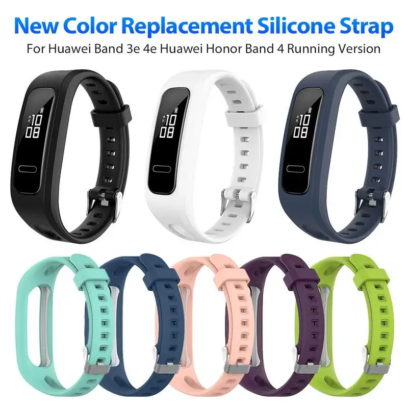 Soft Adjustable Silicone Replacement Wrist Strap With Buckles Sports Bracelet Strap For Huawei Band 4e 3e Honor Band Running