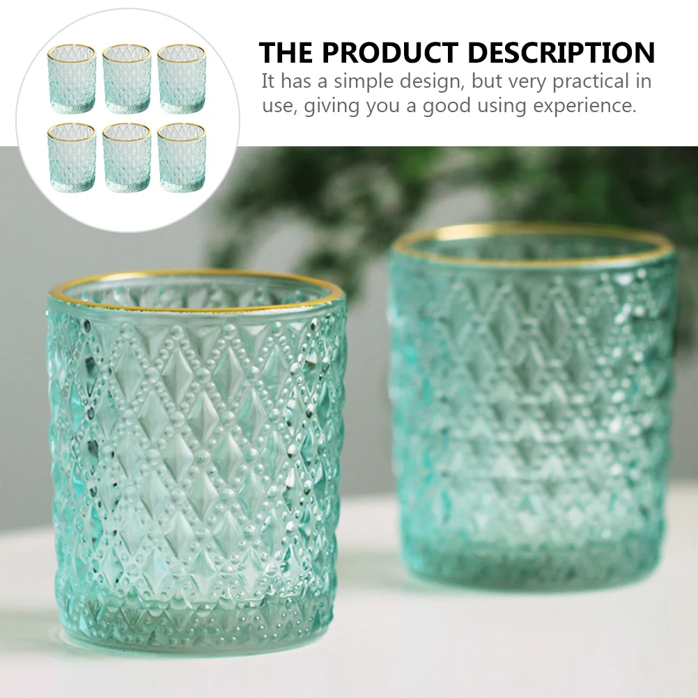 

6Pcs Glass Holder Decorative Stylish Cups for Bedroom Living Room Office Artistic Home Decor Glass Candlestick