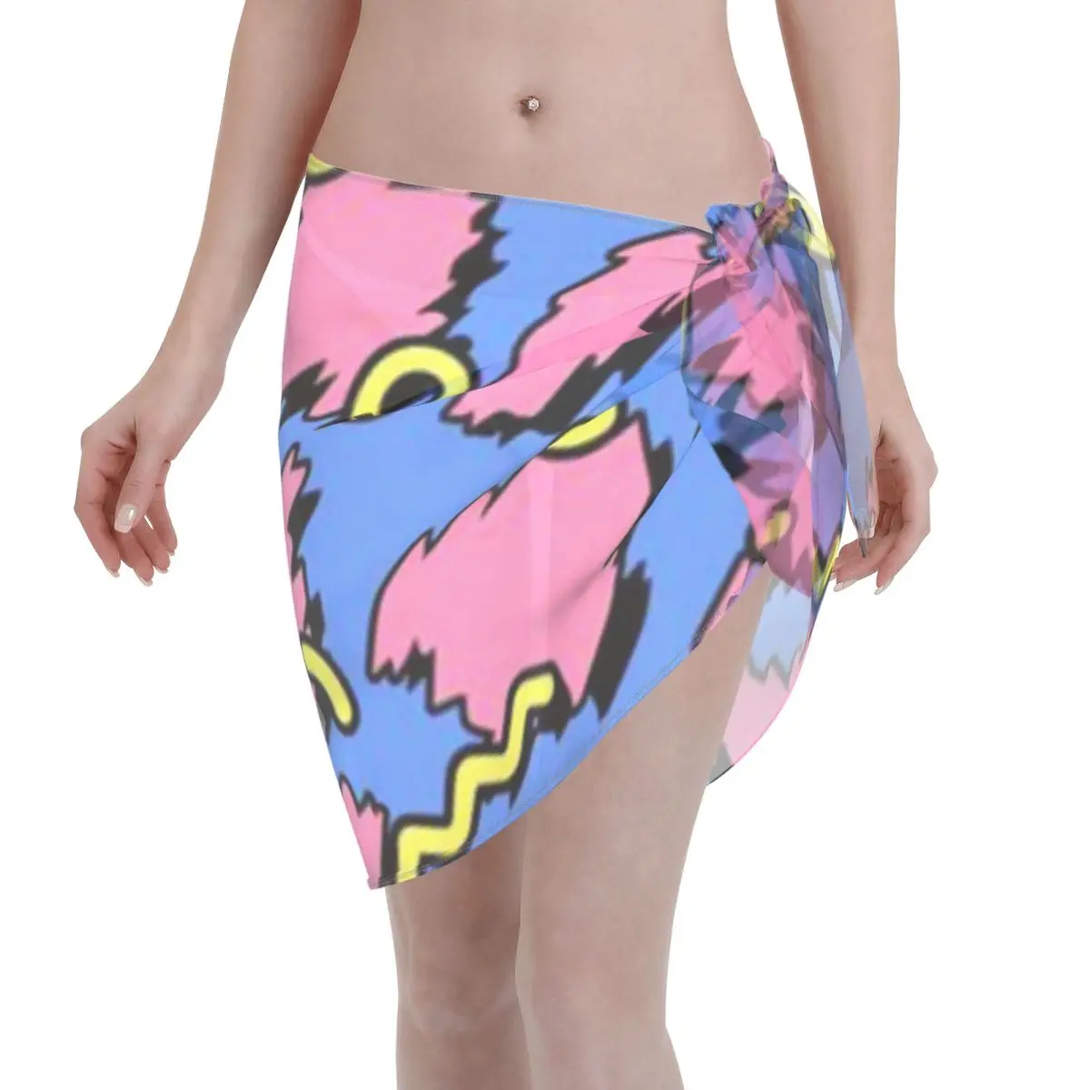 

Promotion Memphis Vibe Black Yellow Pink And Blue Women's Beach Wrap SkirtSpring Break Travel Beach Layering Wrap