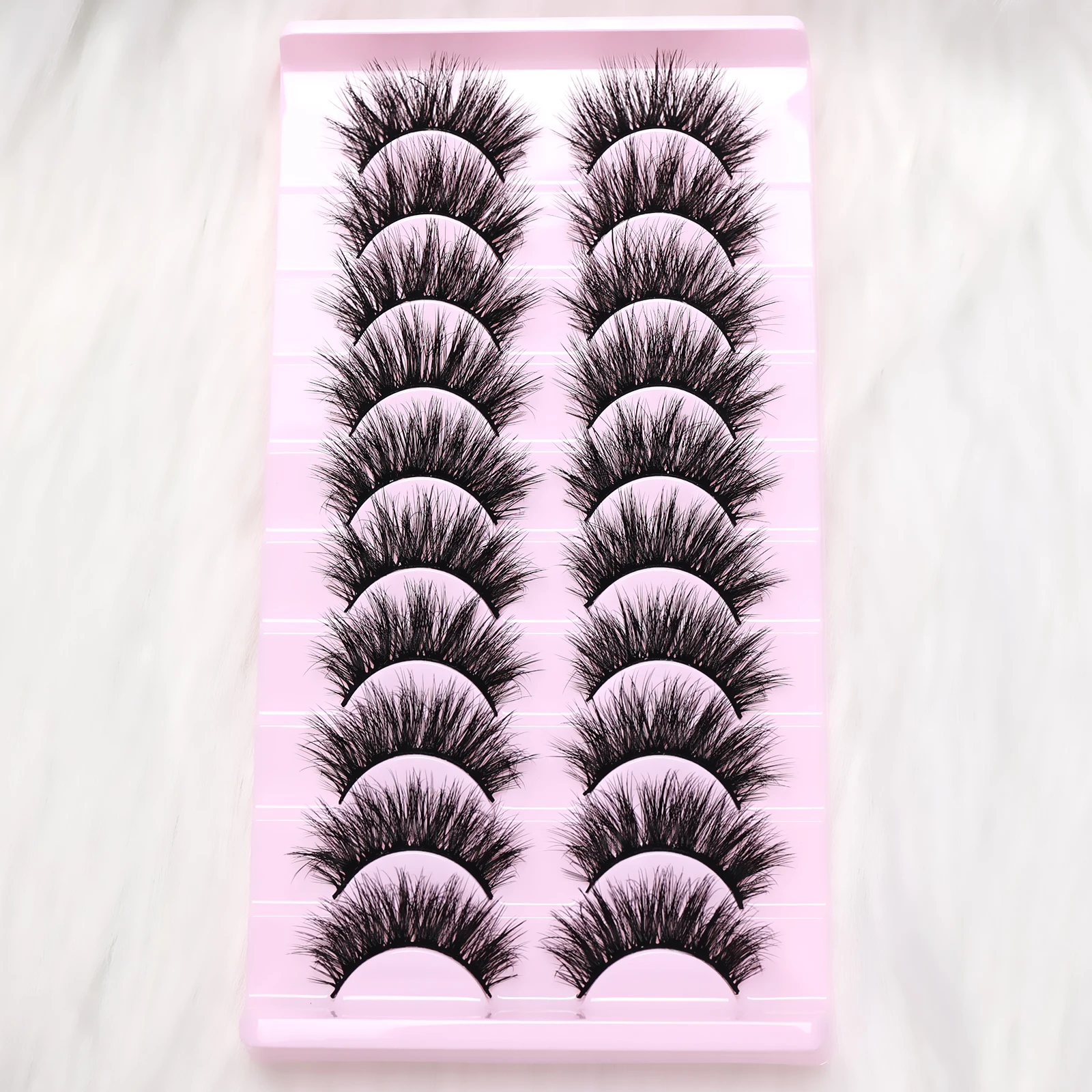 10 أزواج من الرموش الصناعية الفوضوية ثلاثية الأبعاد - رموش اصطناعية سميكة درامية، رموش خفيفة الوزن قابلة لإعادة الاستخدام وسهلة الاستخدام