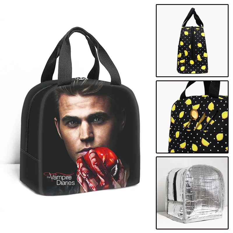 Vampire Diaries borsa da pranzo isolata Boy Girl Travel borsa termica per alimenti Tote borsa da pranzo per scuola portatile per studenti