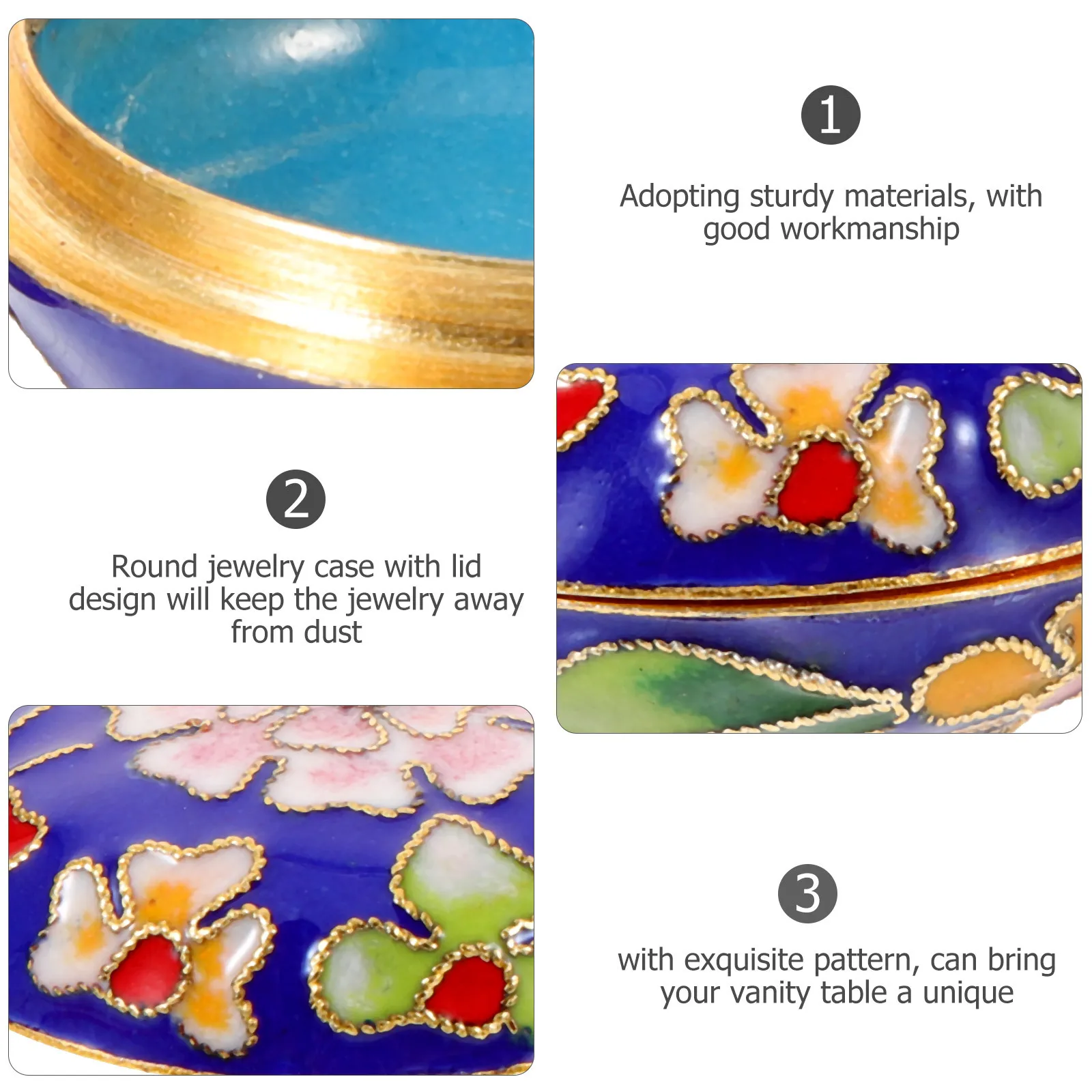 

Enamel Jewelry Box Vintage Small Gift Box For Earrings Rings Necklaces Bracelets Storage Powder Case Display Tin Container