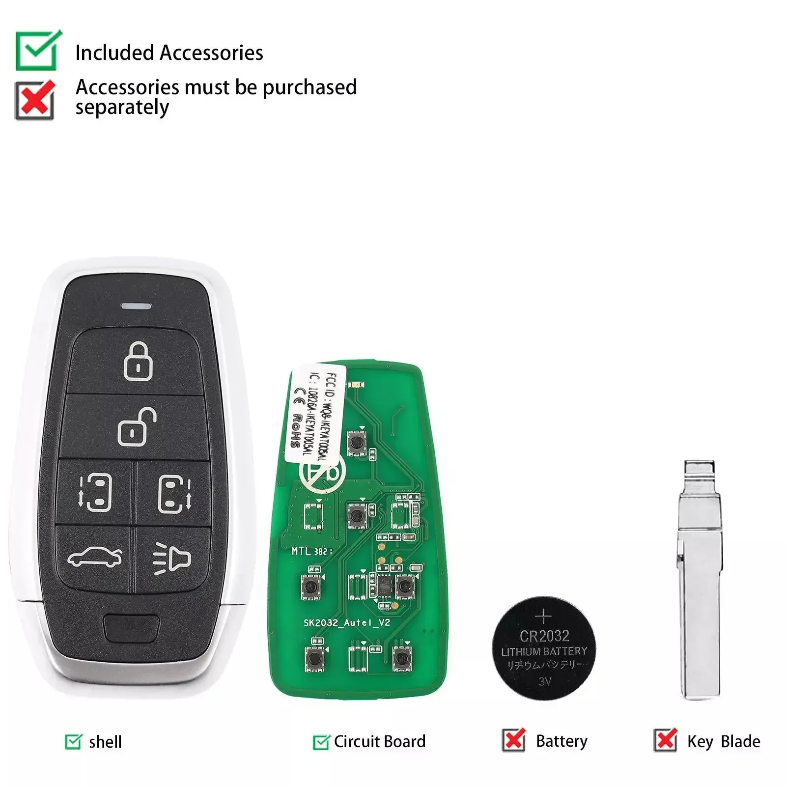 AUTEL MAXIIM IKEY Estilo estándar IKEYAT006BL Llave inteligente independiente de 6 botones EE. UU.