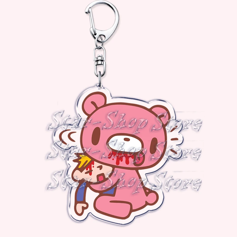 Popular Cute Angry Pink Bear Keychain for Accessories Bag Adorable Animal Key Chain Keyring Jewelry Fans Friends Birthday Gifts