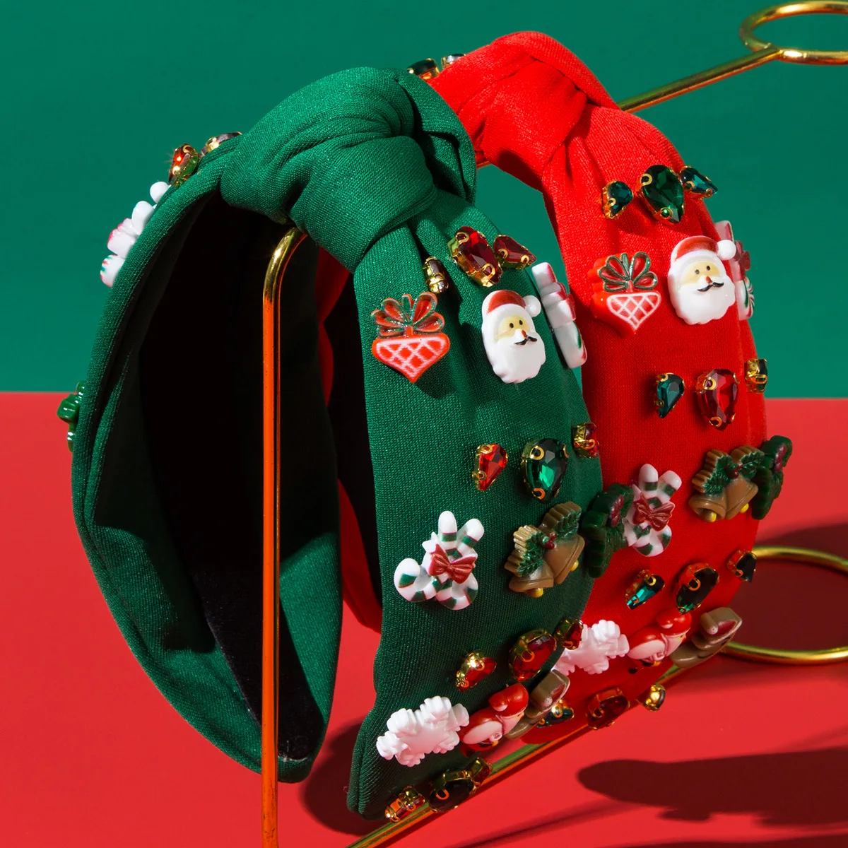 جديد عيد الميلاد النسيج معقود حجر الراين الراتنج عقال للنساء الثقيلة الحرفية حزب الشعر التبعي #1