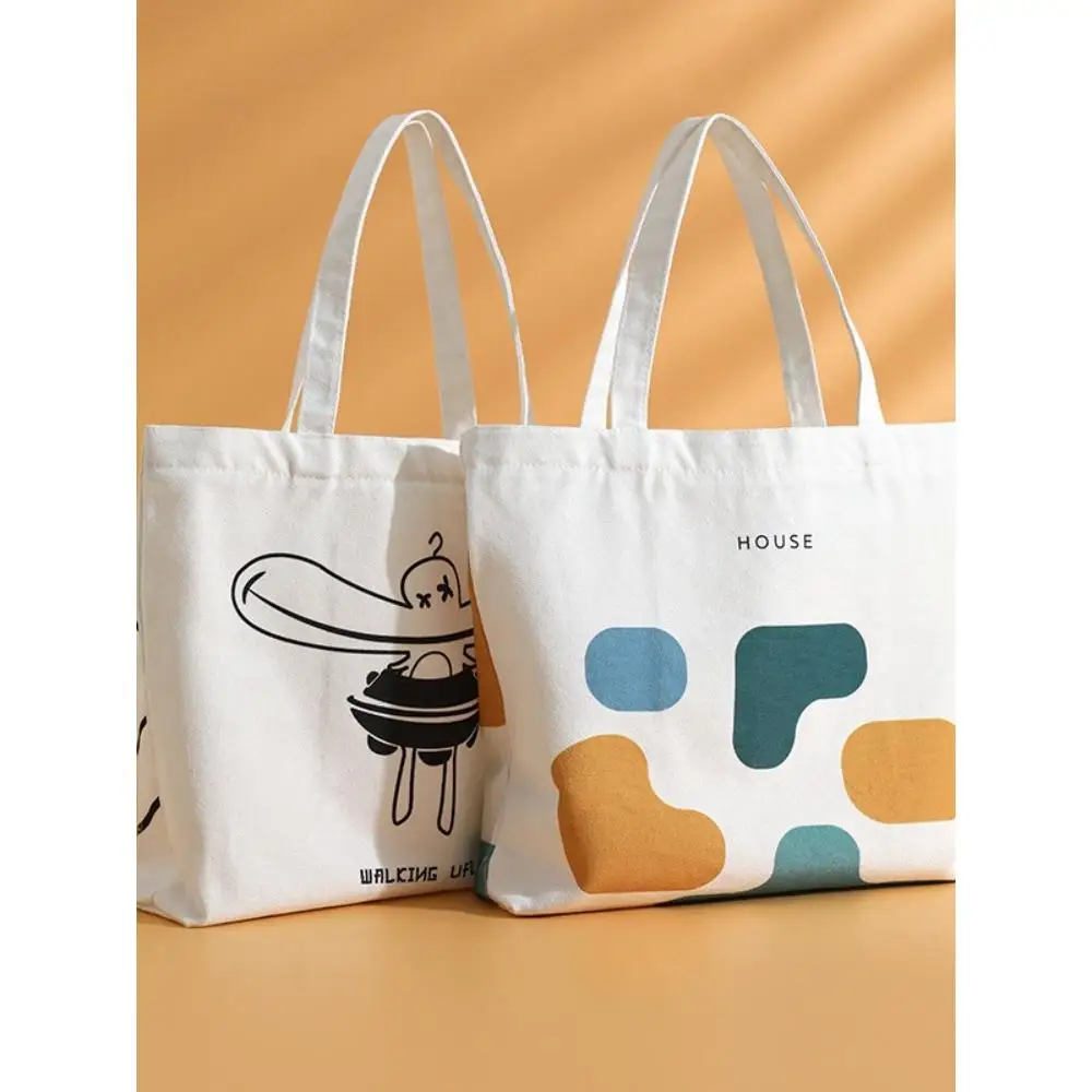 Simple Creative Canvas Shoulder Bag Zipper Shopping Bag Student Storage Bag Artistic Trendy Spring Handbag Accessories