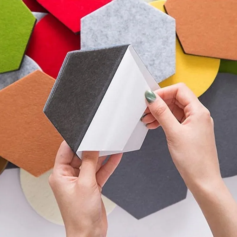 DIY Hexagon Felt Board Wall Sticker Removable Self Adhesive Decorative Message Background Board for Kids Room and Home Decor