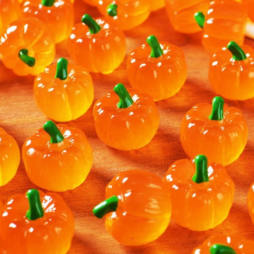10-100Pcs Halloween Mini Clear Resin Pumpkin Ornaments Tiny Pumpkin Figurines Micro Landscape Accessories Fairy Garden DIY Decor