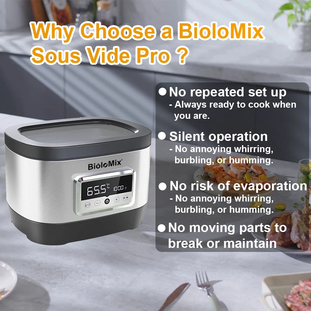 BioloMix 6th Generation Stainless Steel Sous Vide Oven Pro 8L Touch Control Accurate Temperature Water Circulator Bath Cooker