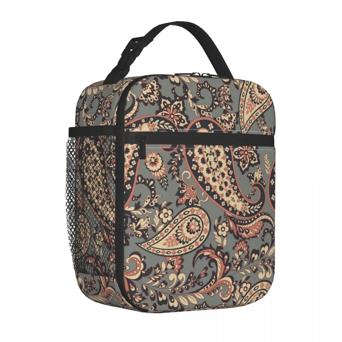 

Paisley Boho Insulated Lunch Bag Leakproof Ornate Floral Meal Container Thermal Bag Tote Lunch Box Work Outdoor Bento Pouch