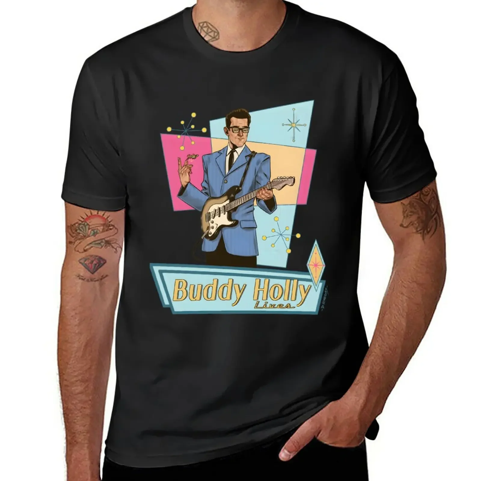 

New Buddy Holly Lives! Classic \t\t T-Shirt cute clothes quick drying shirt Aesthetic clothing heavyweight t shirts for men