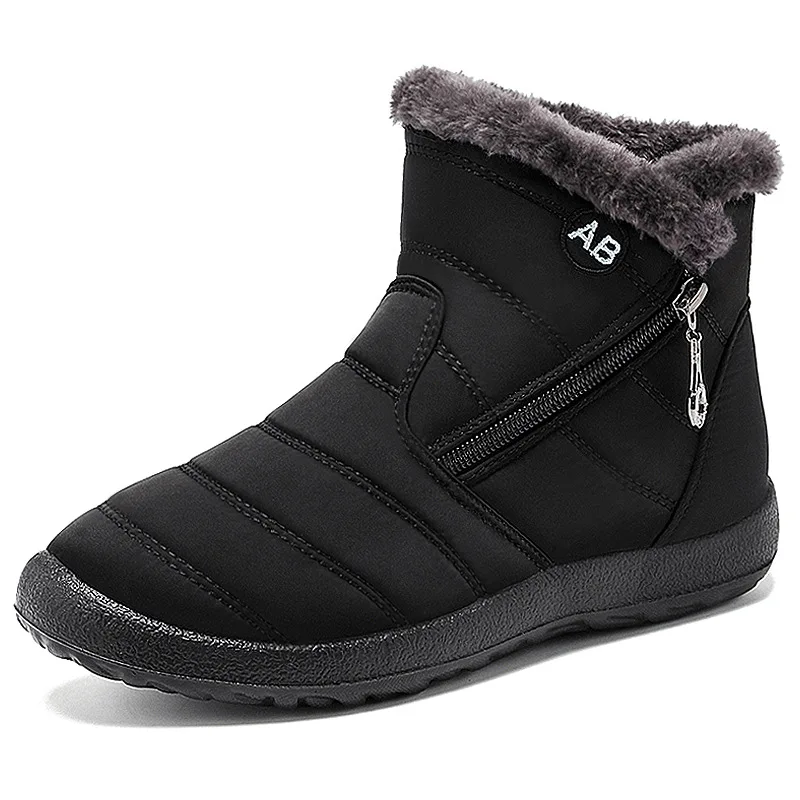 Same style wool lined snow boots for men and women, winter warm, waterproof, anti slip ankle boots, warm outdoor short boots