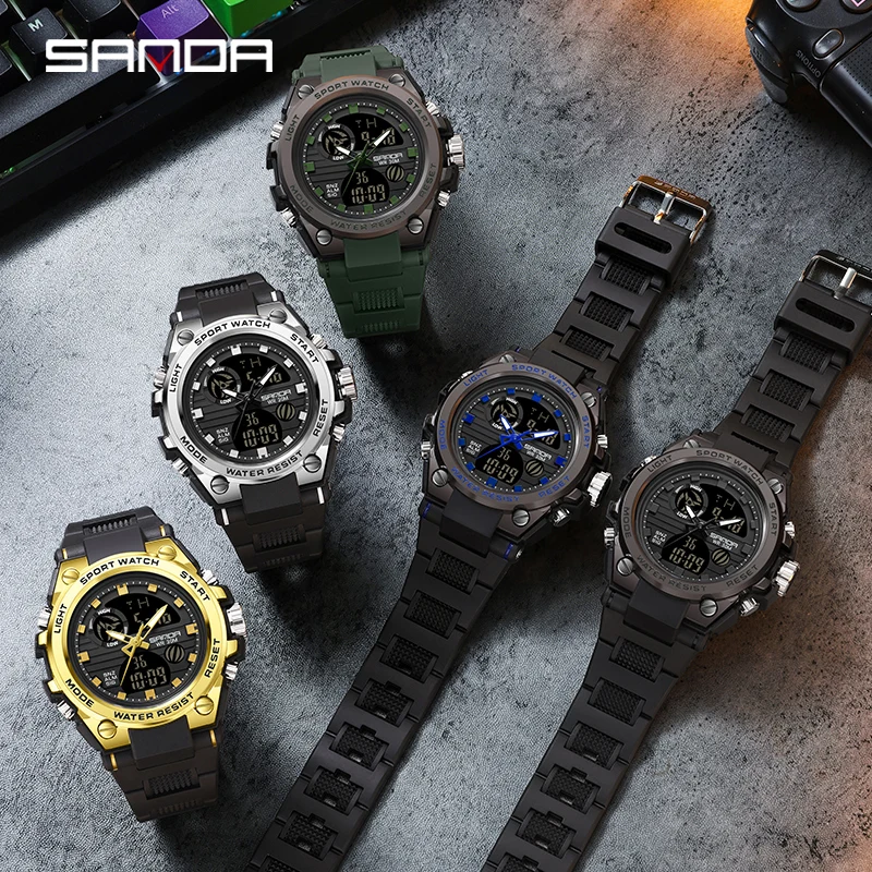 SANDA 739 Date Military Sports Watches Waterproof Electronic Wristwatch Mens Clock Orologio da uomo Style Men Digital Watch