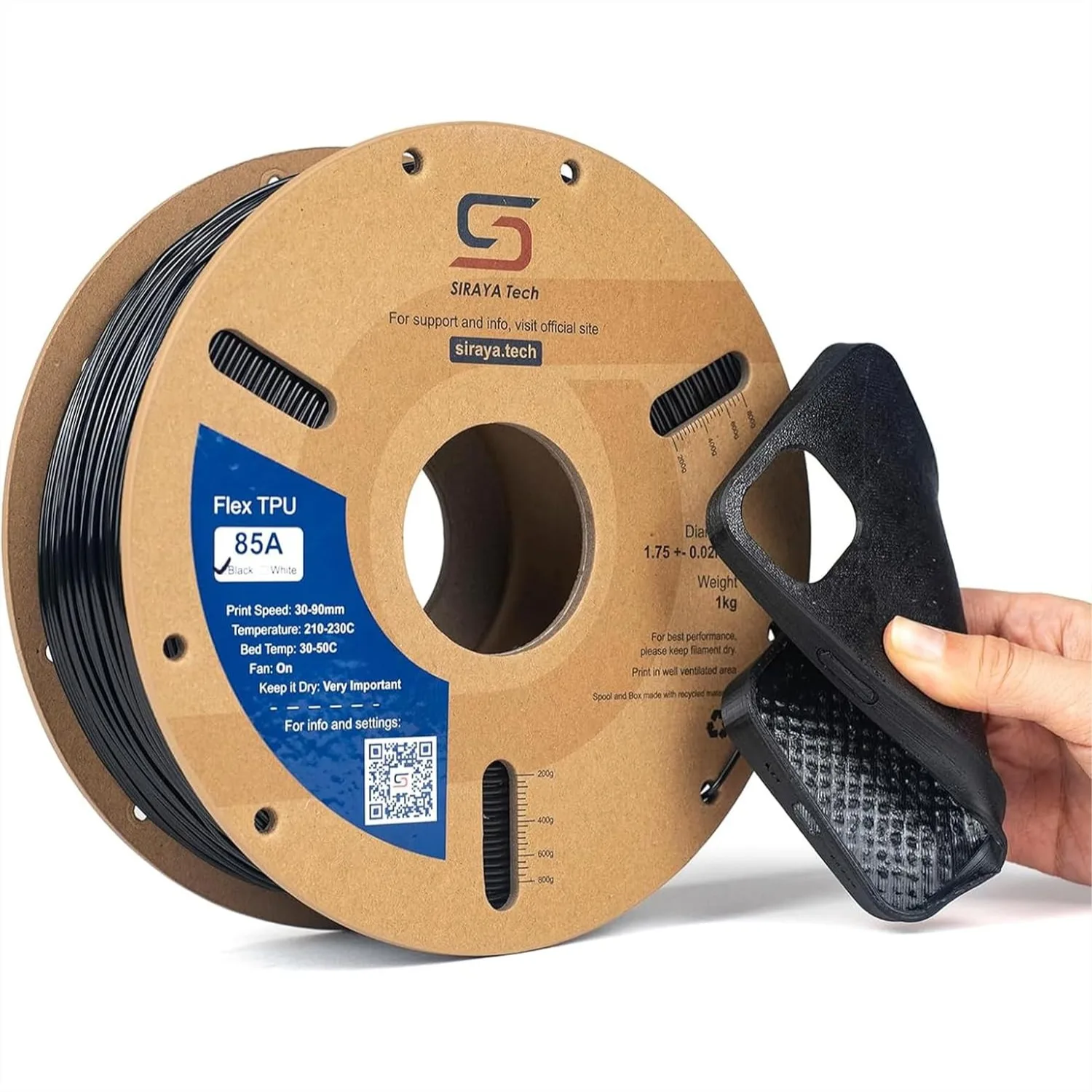 

Flex TPU 85A Filament High Flexibility & Toughness, ISO 10993 Tested, High Flow & Speed for Footwear and Protective Gear