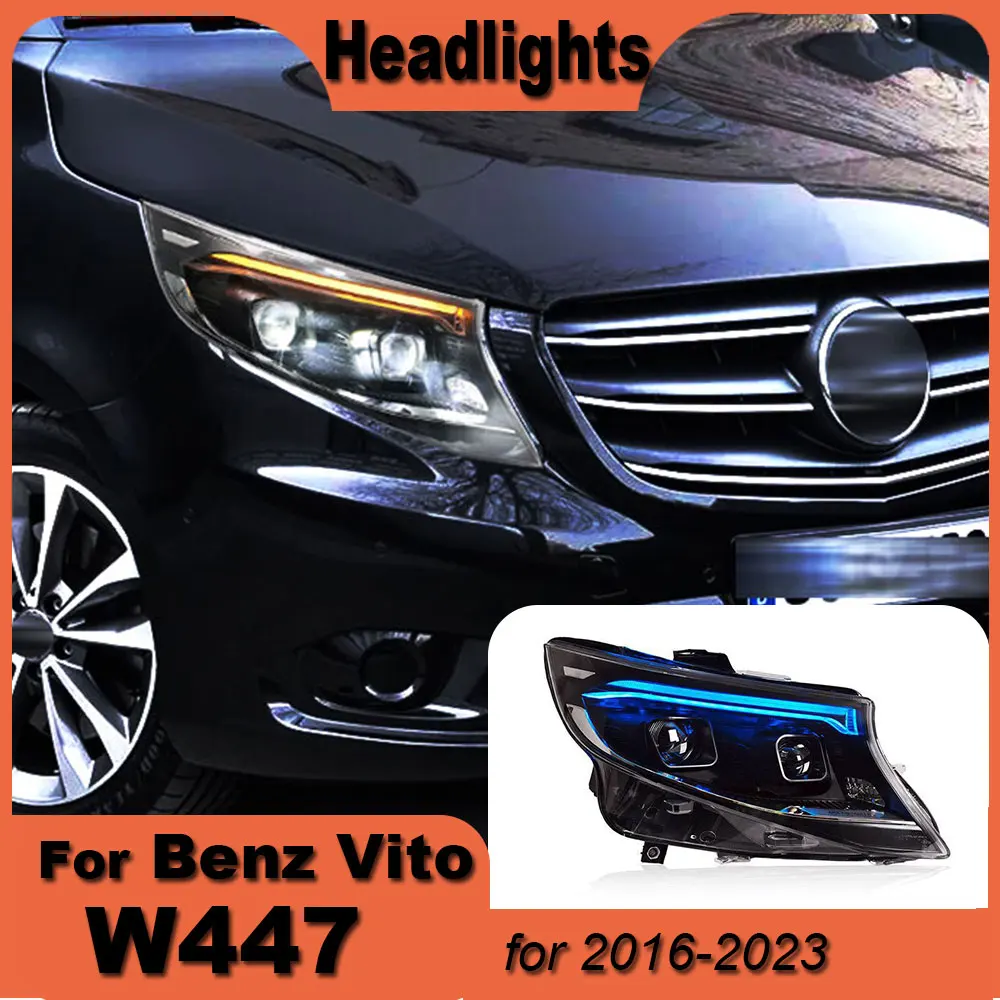 

2pcs HeadLamp for Benz Vito 2016-2023 W447 LED Headlight DRL Projector Lens Dynamic Lamp Assembly Auto Accessories v220d v260