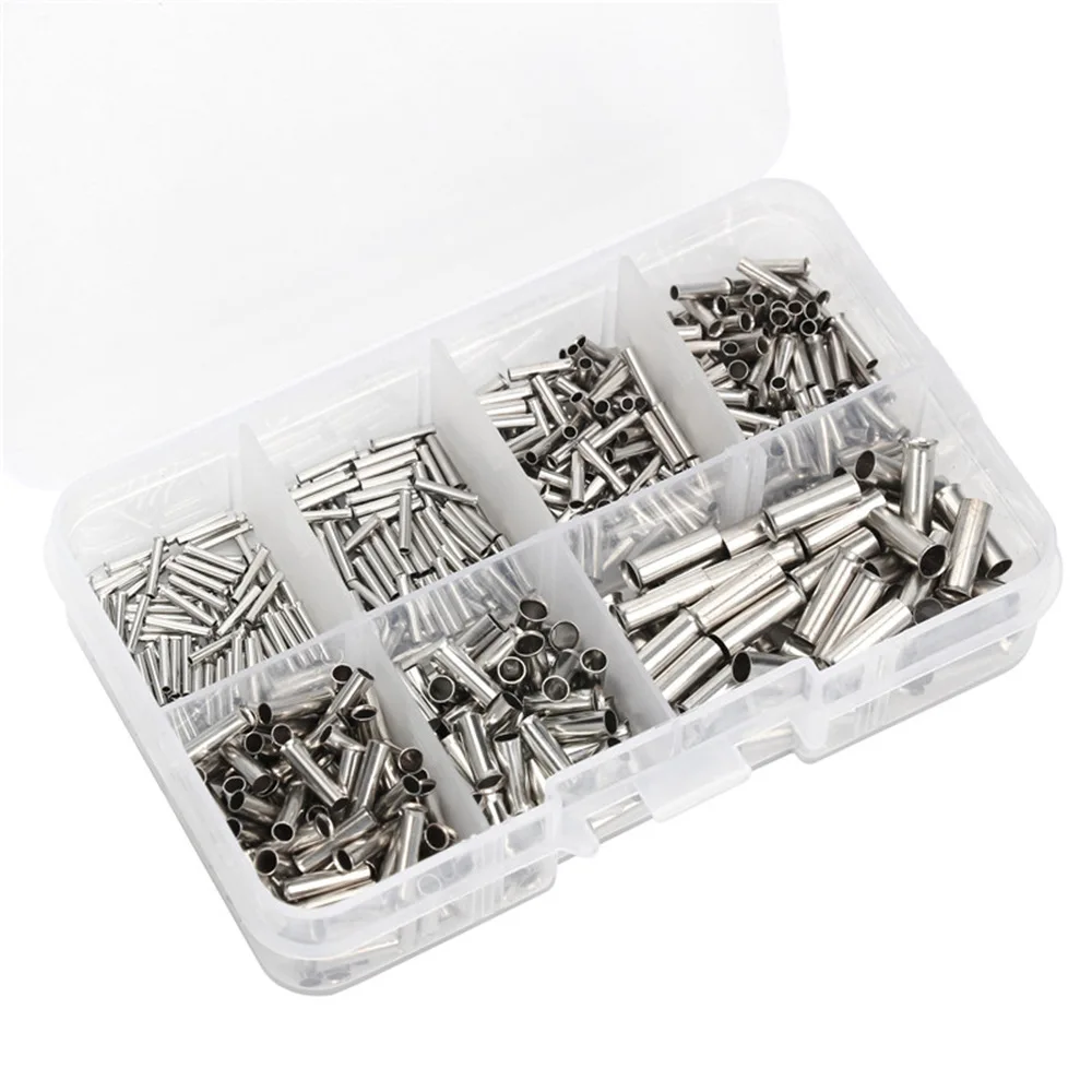 600Pcs Bare Wire Ferrules Kit Needle Type Crimp Terminal Copper Wire Connectors with Storage Box