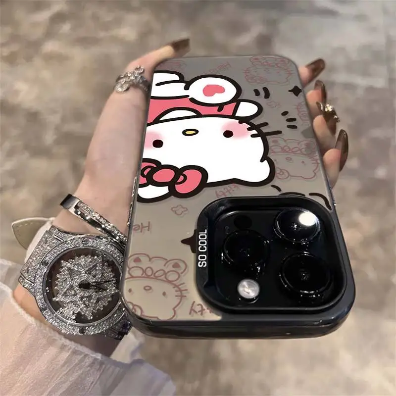 NEW Sanrio Hello Kitty Cool KT Phone Case For iPhone 15 14 13 Pro Max 11 12 13 Pro XR XS MAX 7 8 Plus Y2K Lovely Anti Fall Cover