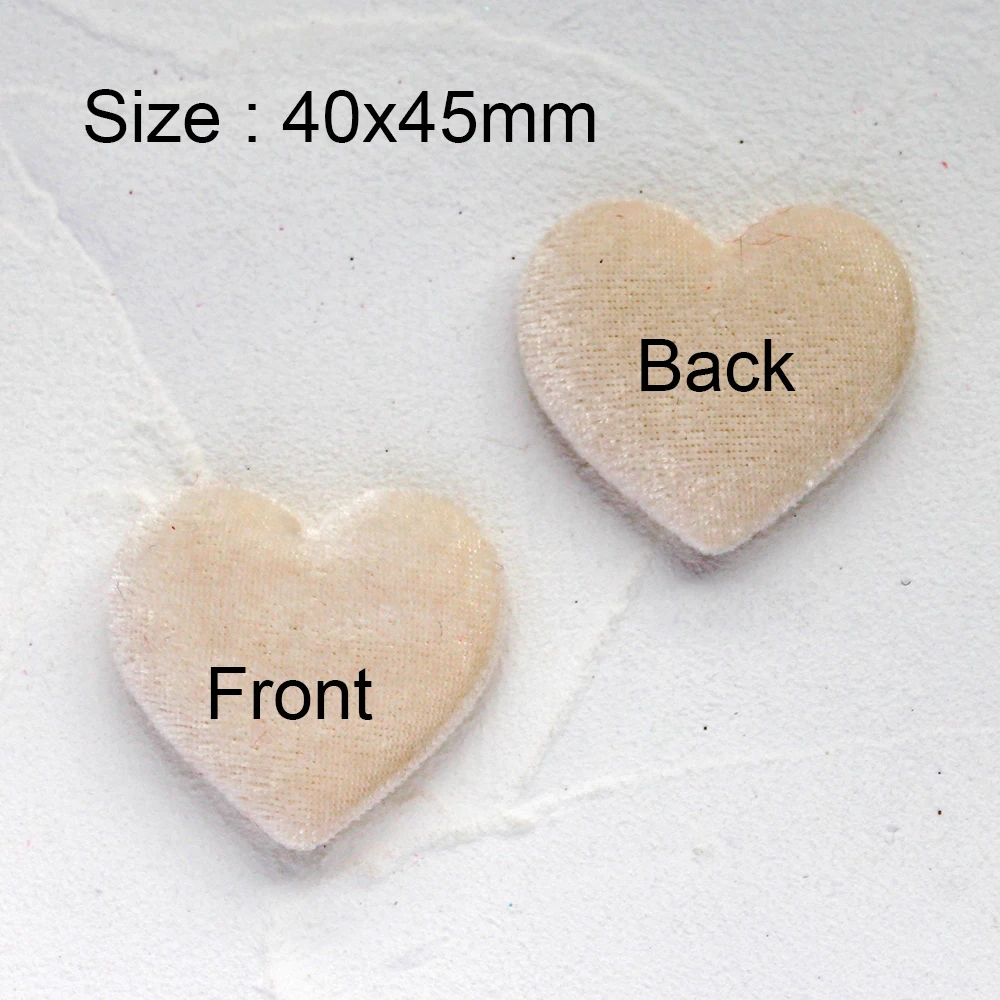 20pcs 40x45/46x47mm Padded Pleuche Fabic Heart Appliques for DIY Hat Clothes Leggings Sewing Supplies Headwear Decor Patches