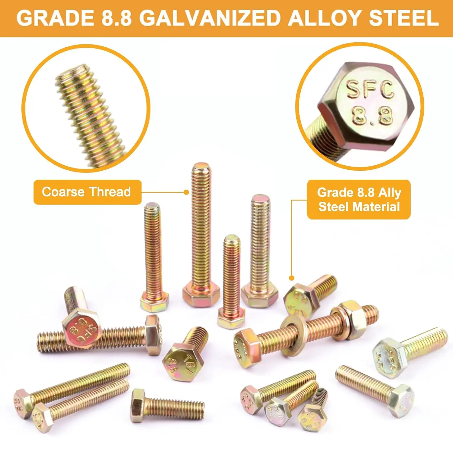 672 pieces of 8.8 grade M4, M5, M6 metric bolt and nut sets, heavy-duty hexagon head bolt and nut sets, including 13 metric size