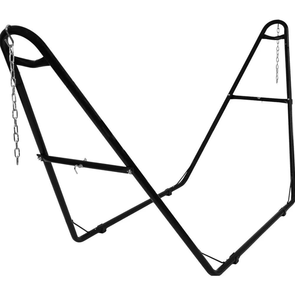 Double Adjustable Iron Hammock Stand Foldable Camping Portable with Carry Bag for Outdoor & Indoor Use