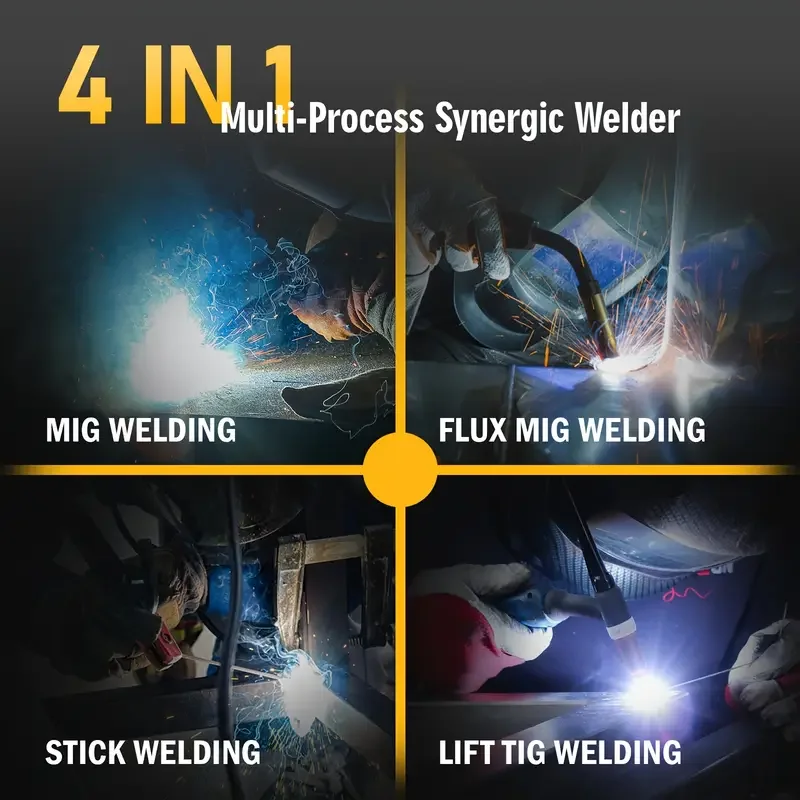 HIZONE 4 in 1 Saldatrice MIG/MMA/TIG Saldatore a gas/senza gas 110V Attrezzatura di saldatura portatile Strumento fai da te