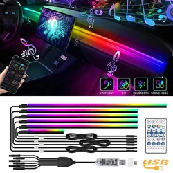 RGB LED Ambient Rainbow Light Strip, Lâmpada Atmosfera com Controle Remoto App, Sonho e Música, USB, Sonho e App, Carro Full RGB, 10 em, 6 em 1, 4 em 1