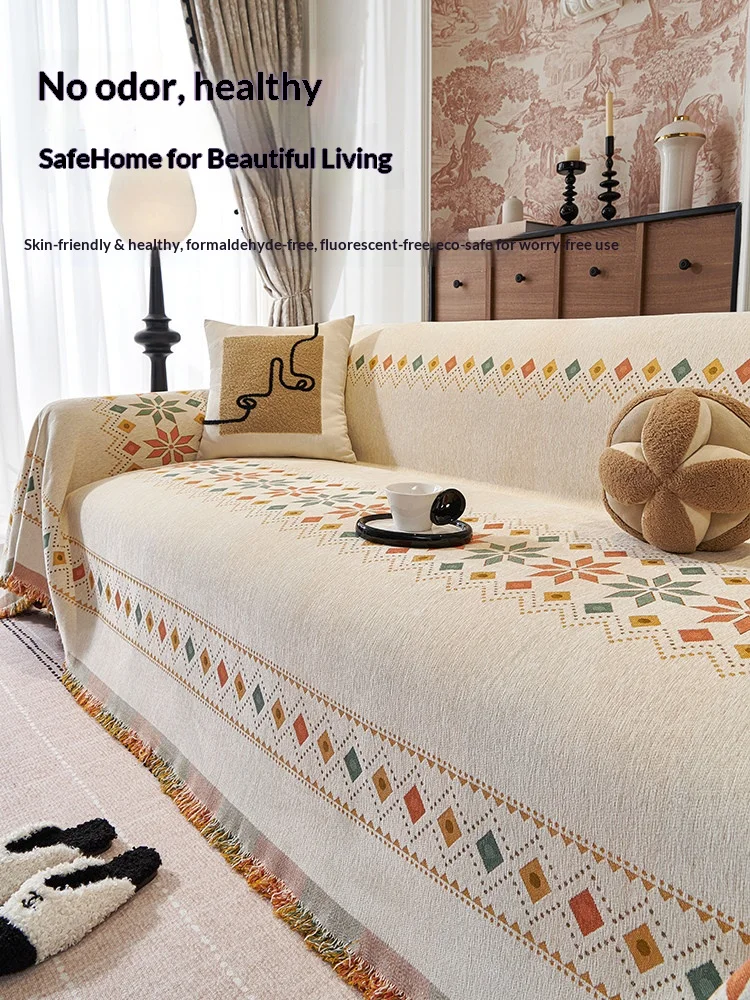 Four Seasons Universal Non Slip Sofa Throw Blanket Soft Breathable Anti Dirty Couch Cover Wear Resistant Home Living Room Furnit