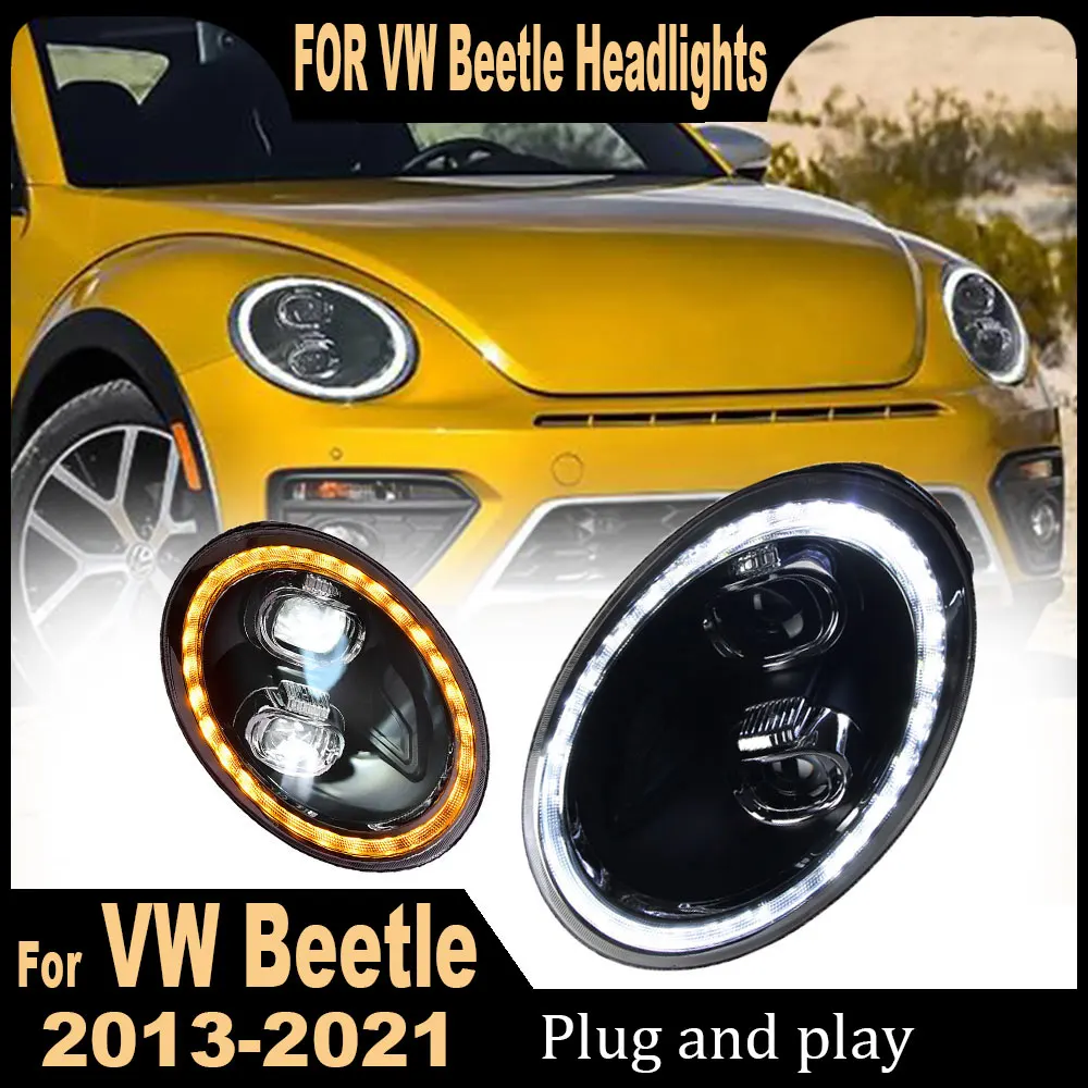 Coppia di accessori per auto per VW Beetle Faro 2013-2021 Nuovo Beetle Faro Volkswagen Beetle LED Faro Indicatore di direzione dinamico