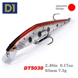 D1 River Trout Lure 63mm 85mm Sinking Minnow Fishing Bait Artificial Hard Wobblers Jerkbait Crankbait For Bass Pesca Tackle