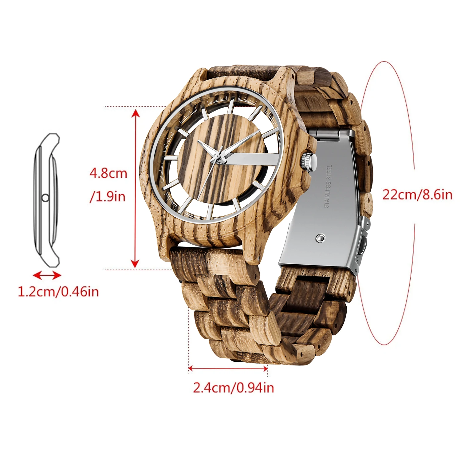 Braune hohle einzigartige Herren und Damen Holz Quarzuhr Mode Business Street Fashion Accessoires Holzuhr