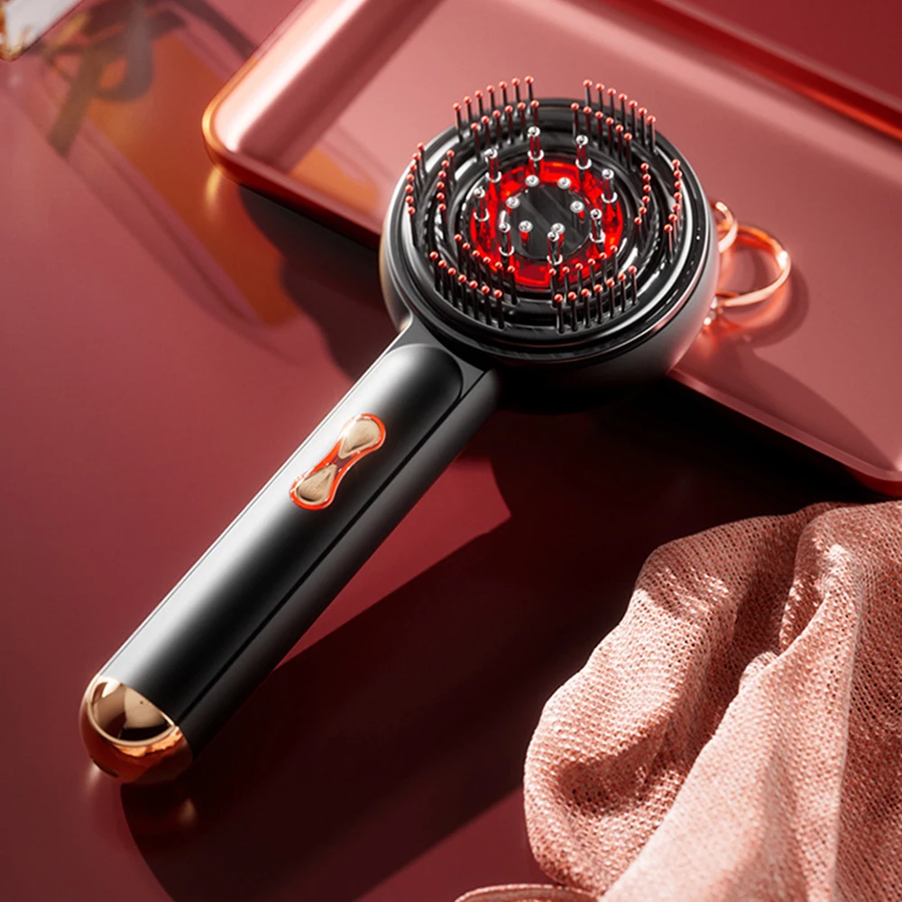 Peine de masaje de cabeza eléctrico para el crecimiento del cabello, peine de masaje eléctrico antipérdida de cabello 2 en 1, masajeador de cabeza con vibración de luz roja, cuidado del cabello