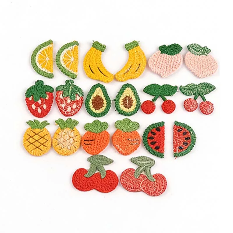 10 peças sortidas de apliques de tecido de frutas em miniatura, sem adesivo, para decoração de acessórios de cabelo feitos à mão, cp4271