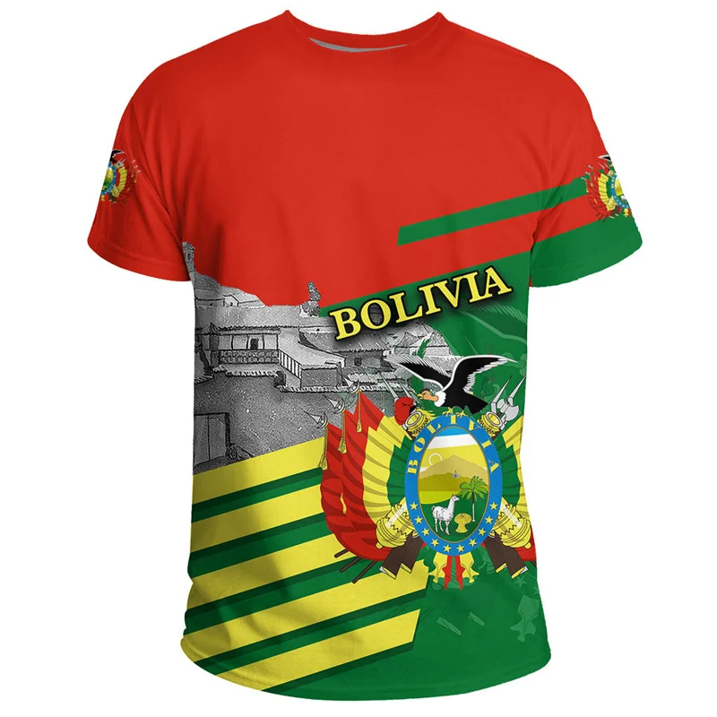 Bolivia National Emblem Graphic T Shirt Bolivian Boy T-Shirt For Men Clothes Fashion Flag Map Tshirt Sports Jersey Kid Tee Tops