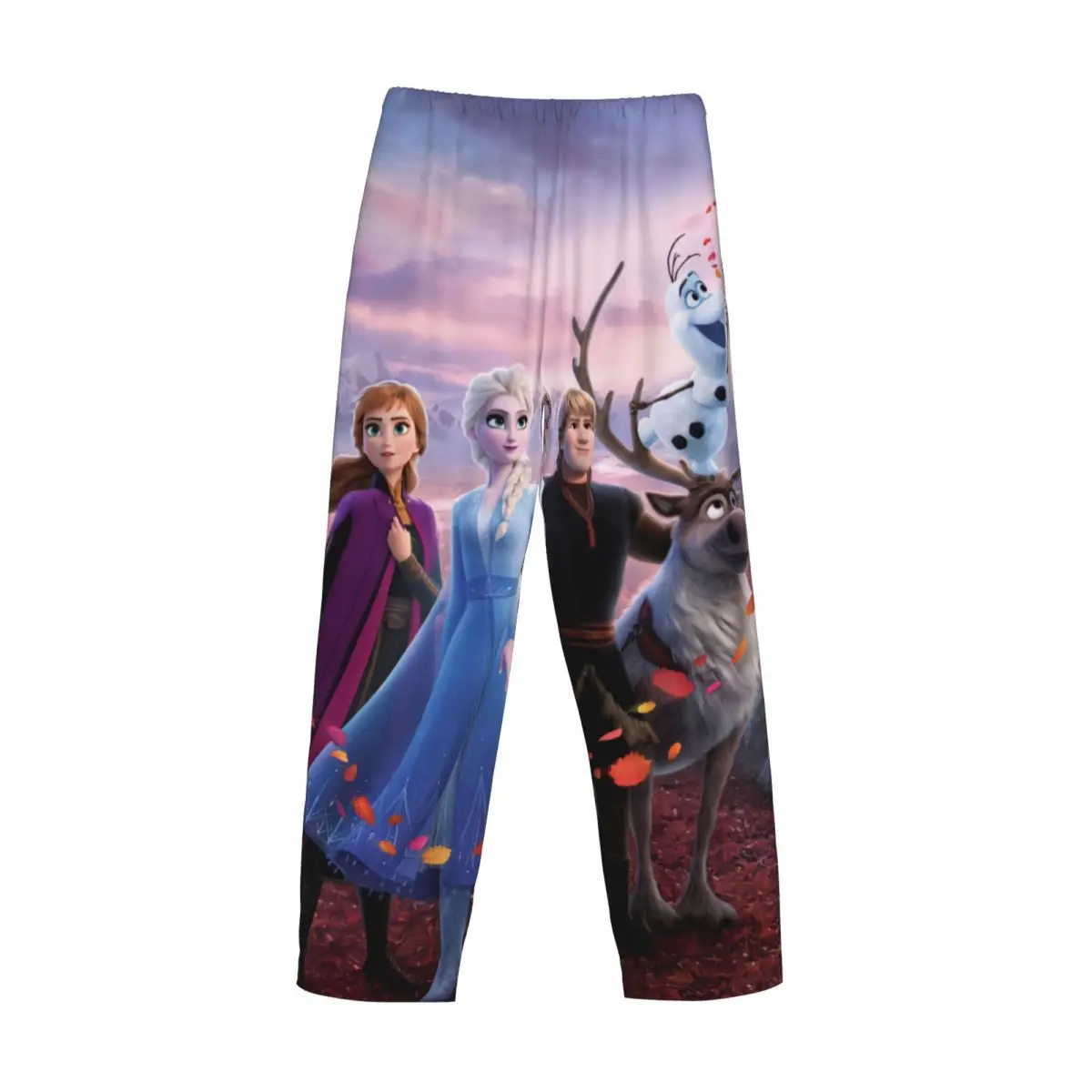 Pantalones de pijama con estampado personalizado para hombre, ropa de dormir con estampado de dibujos animados de Frozen, con bolsillos