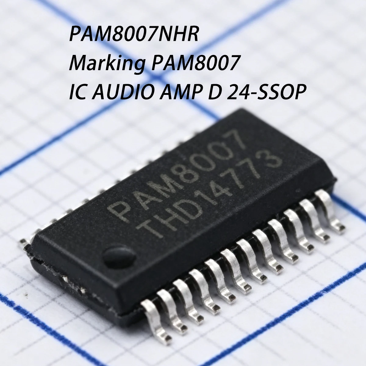 10PCS PAM8007NHR Marking PAM8007 SSOP-24 3.1Wx2@4Ω 0.12% New Original Chip IC Audio Amp D Class-D Audio Power Amplifier Power