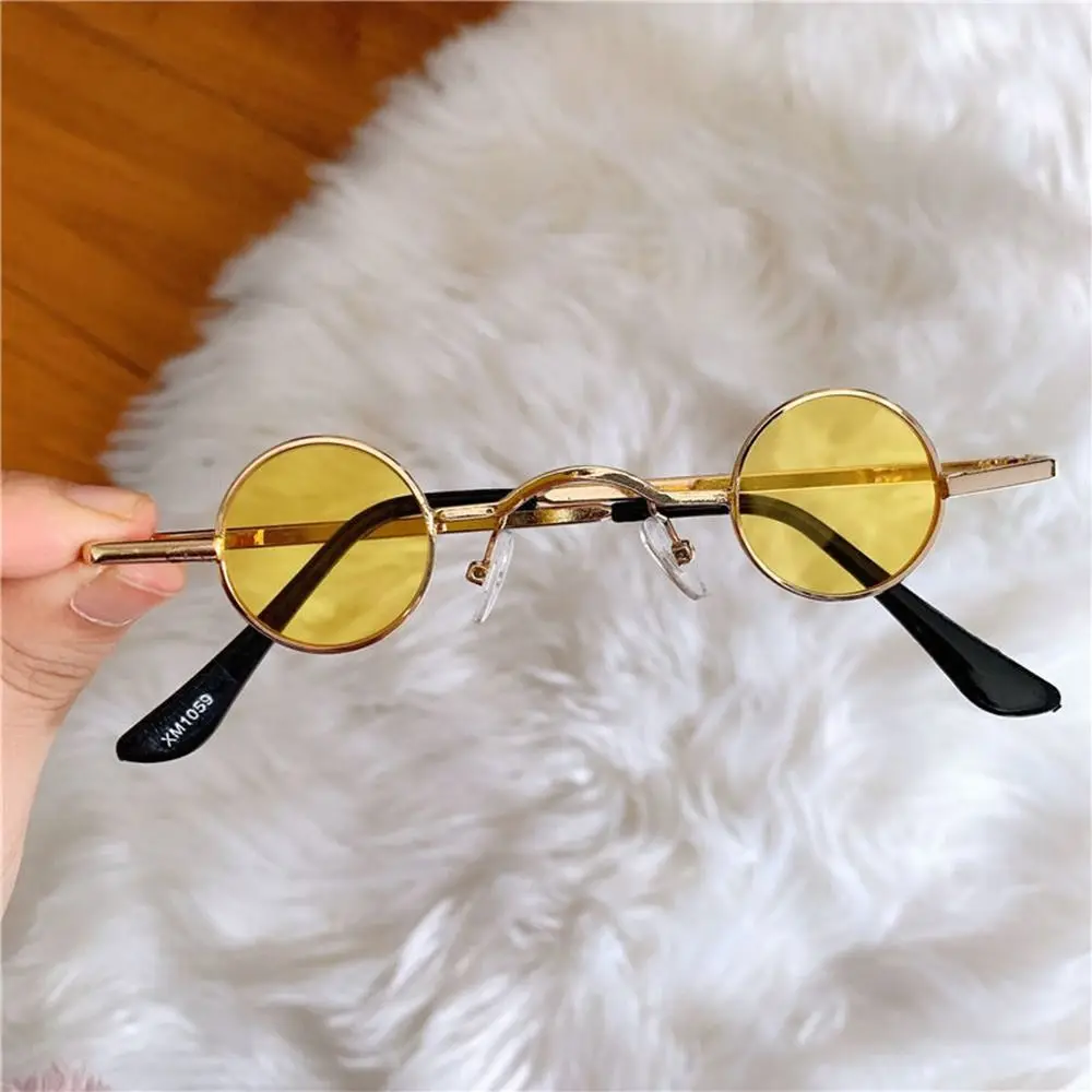 Small Round Sunglasses Ultra Metal Frame Hip Hop Punk Sun Glasses Mini Candy Color Sunglasses Ins Fashion Shades for Women Men