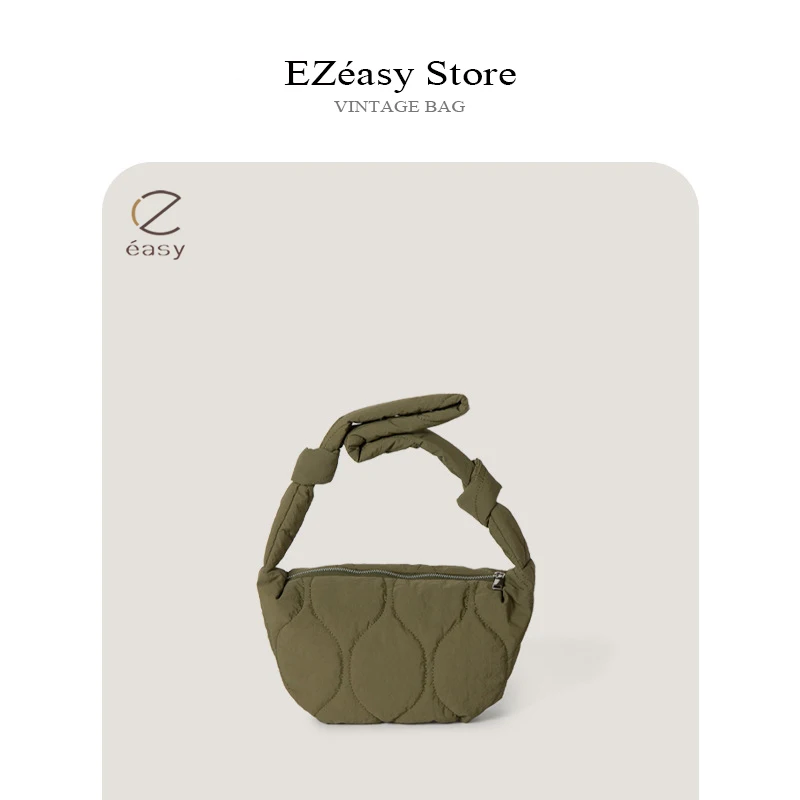 Ezeasy Lichte Luxe Niche Designer Schoudertas Crossbody Vintage Grote Capaciteit Diamantrooster Hobo 'S Knoedel Tassen Voor Dames